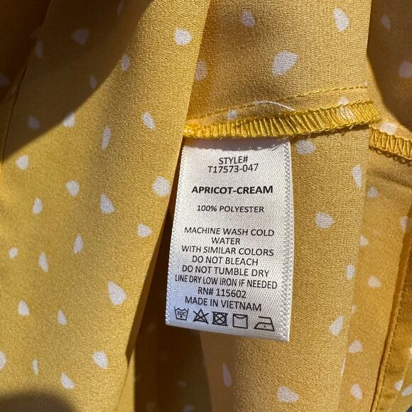 Lush Size Medium Polka Dot Blouse Mustard Yellow Golden Yellow and white - Picture 4 of 6